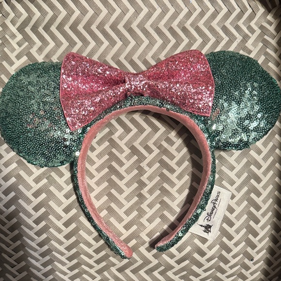Disney Accessories - Disney Parks Green and Pink Sequin Minnie Mouse Ears